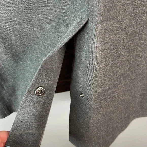 MANGO MAN Charcoal Grey Waterproof Trench Coat Button Front Zippered Pockets M - Picture 8 of 14